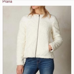 PrAna Good Lux Sherpa Quilted Ivory Zip Up Jacket S